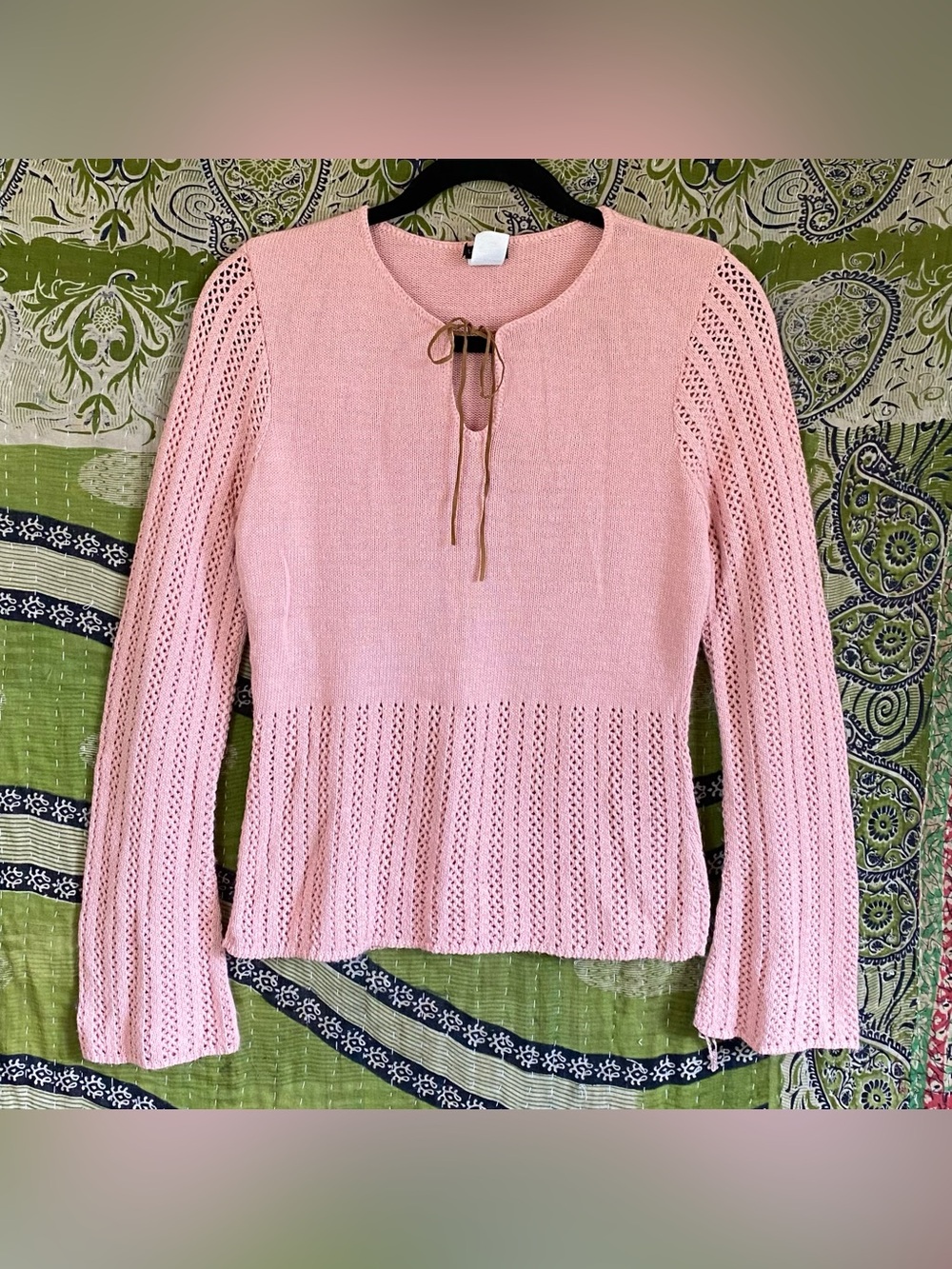 Vintage Y2K Tangents Blush Pink Coquette Boho Preppy Knit Sweater Medium